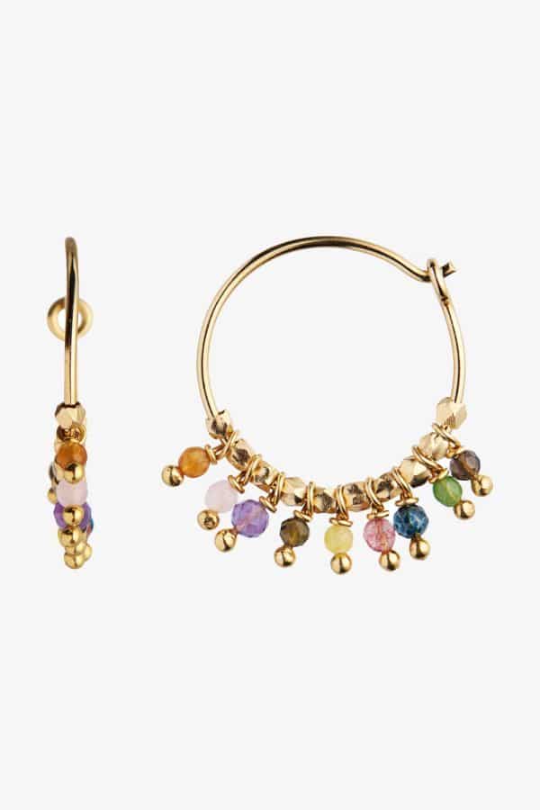 Petit Rainbow Hoop with Stones - Gold - Stine A - Guld One Size