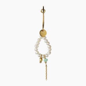Heavenly Pearl Dream Hoop Gold - Green stone & Chain - Stine A - Guld One Size