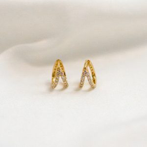 Double Sparkle - Guld hoops
