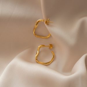 Wave - Guld hoops