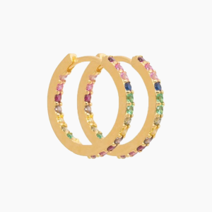 Rainy Medium Hoops - Multi - Pico - Guld One Size