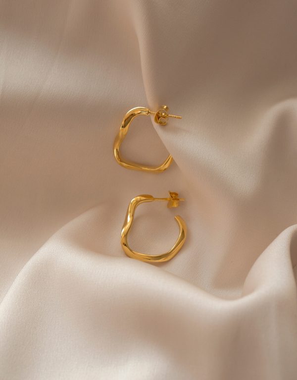 Wave - Guld hoops